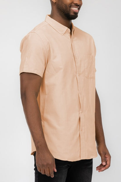 MENS PASTEL COLOR SHORT SLEEVE BUTTON DOWN-Teresa&#39;s Fashionista LLC