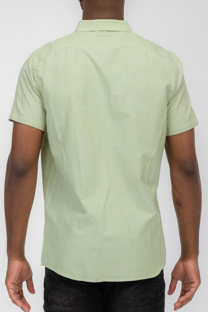 MENS PASTEL COLOR SHORT SLEEVE BUTTON DOWN-Teresa&#39;s Fashionista LLC