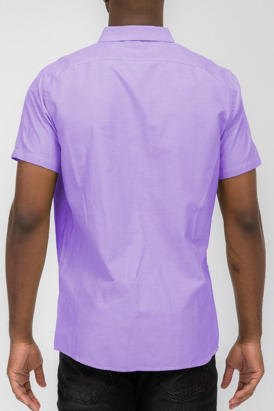 MENS PASTEL COLOR SHORT SLEEVE BUTTON DOWN-Teresa&#39;s Fashionista LLC