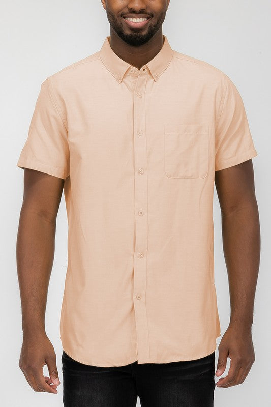 MENS PASTEL COLOR SHORT SLEEVE BUTTON DOWN-Teresa&#39;s Fashionista LLC