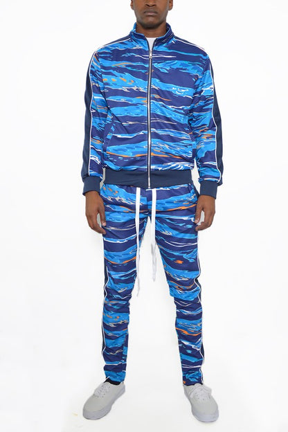 MENS PRINT FULL ZIP TRACK SUIT SET-Teresa&#39;s Fashionista LLC