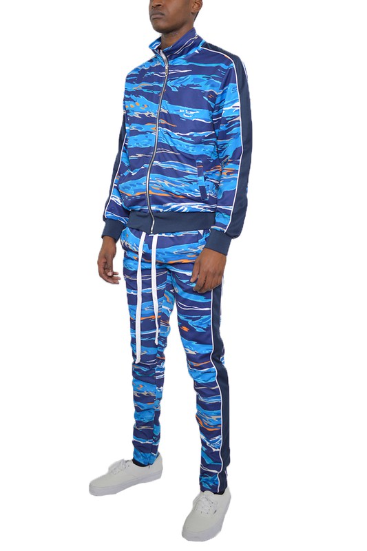 MENS PRINT FULL ZIP TRACK SUIT SET-Teresa&#39;s Fashionista LLC