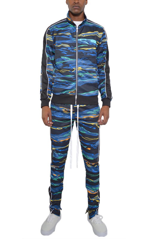 MENS PRINT FULL ZIP TRACK SUIT SET-Teresa&#39;s Fashionista LLC