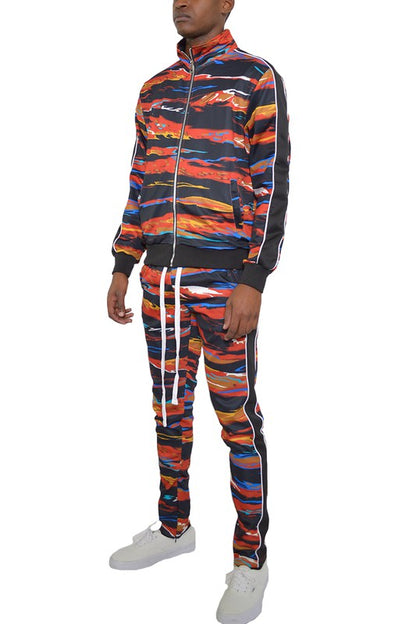 MENS PRINT FULL ZIP TRACK SUIT SET-Teresa&#39;s Fashionista LLC