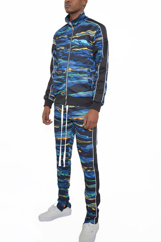 MENS PRINT FULL ZIP TRACK SUIT SET-Teresa&#39;s Fashionista LLC