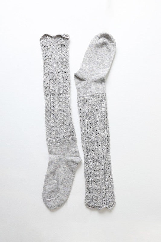 Shell Stitch Crew Socks-Teresa&#39;s Fashionista LLC