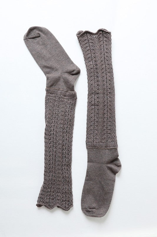 Shell Stitch Crew Socks-Teresa&#39;s Fashionista LLC