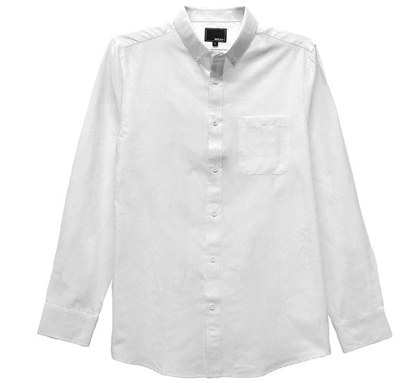 Mens White Long Sleeve Button Down Shirt-Teresa&#39;s Fashionista LLC