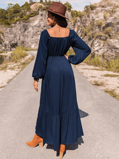 Long Sleeve Lace Trim Maxi Dress-Teresa&#39;s Fashionista LLC