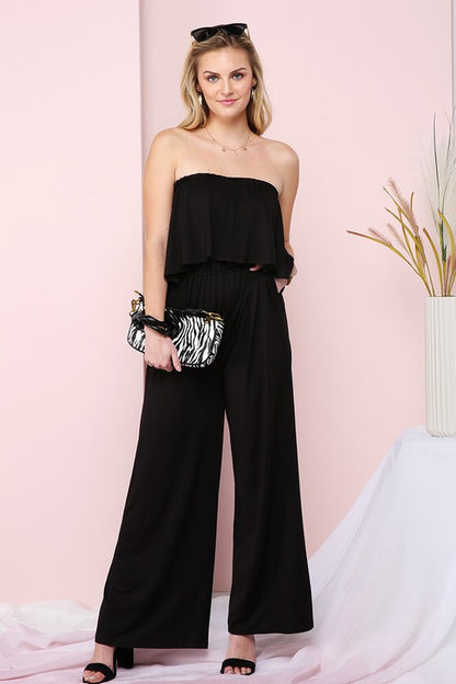 Flare Tube Top with Two-Fer Look Jumpsuit-Teresa&#39;s Fashionista LLC