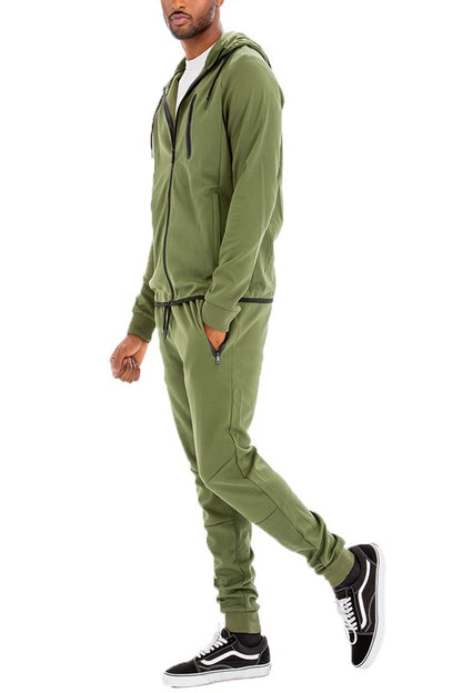 Mens Full Zip Sweat Pant Sweat Set-Teresa&#39;s Fashionista LLC