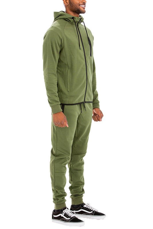 Mens Full Zip Sweat Pant Sweat Set-Teresa&#39;s Fashionista LLC