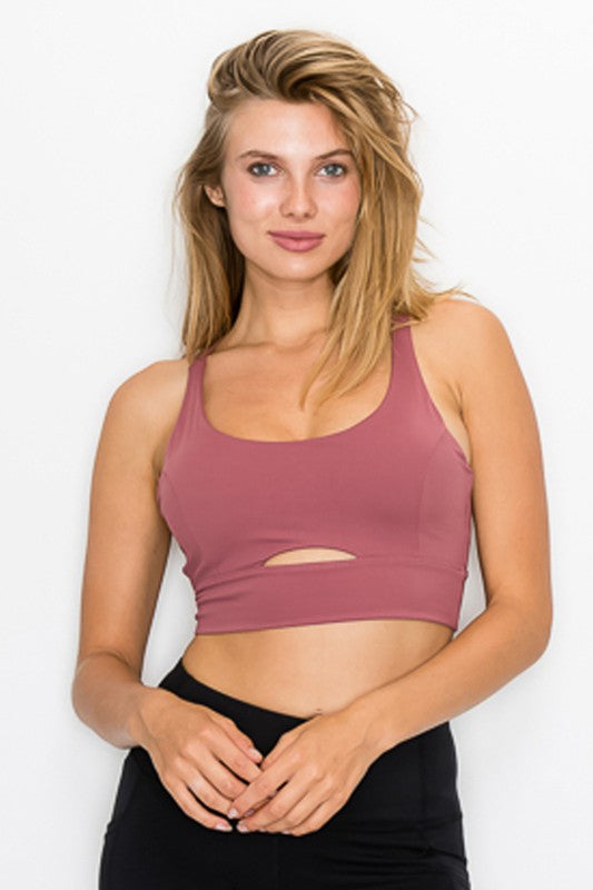 Cross Back Front Slit Sports Bra-Teresa&#39;s Fashionista LLC