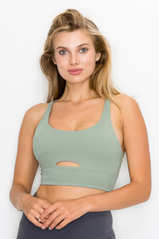 Cross Back Front Slit Sports Bra-Teresa&#39;s Fashionista LLC