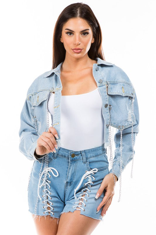 SEXY DENIM JACKET-Teresa&#39;s Fashionista LLC