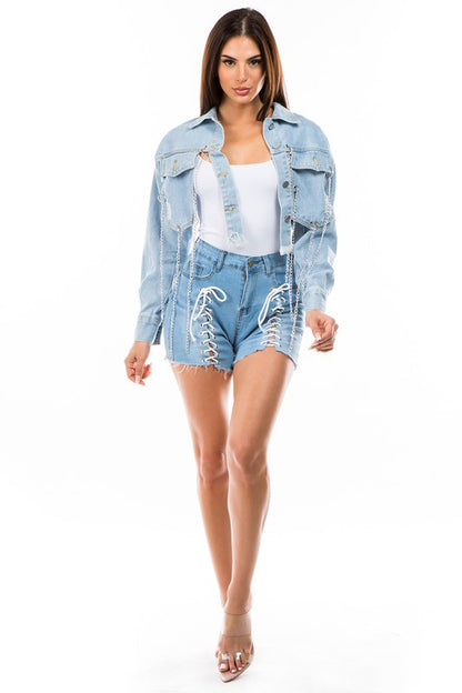 SEXY DENIM JACKET-Teresa&#39;s Fashionista LLC