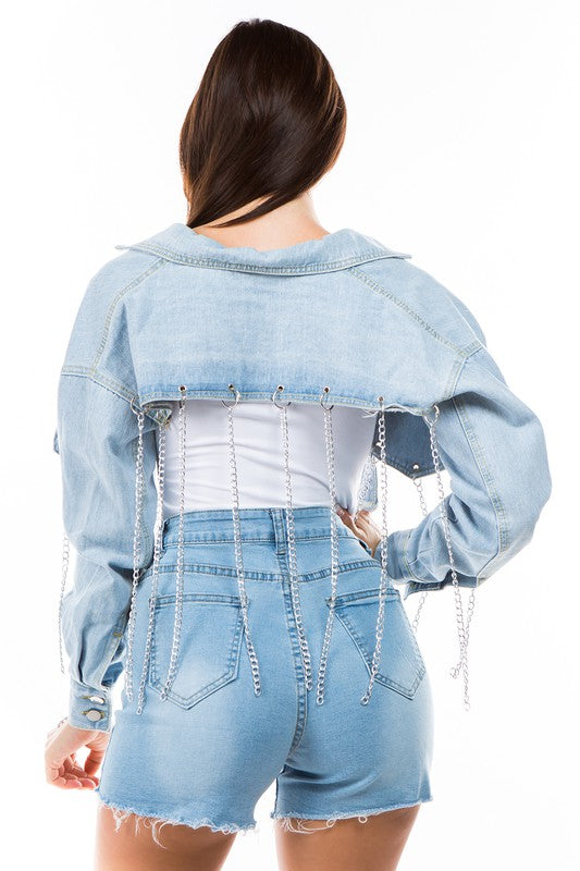 SEXY DENIM JACKET-Teresa&#39;s Fashionista LLC