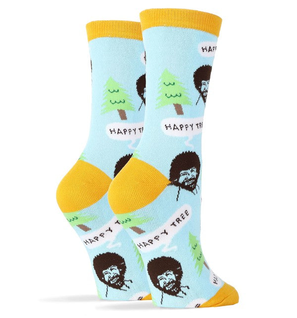 Bob Ross Happy Tree - Women's Funny Socks-Teresa&#39;s Fashionista LLC