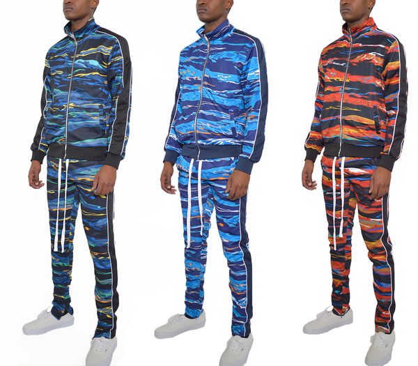 MENS PRINT FULL ZIP TRACK SUIT SET-Teresa&#39;s Fashionista LLC