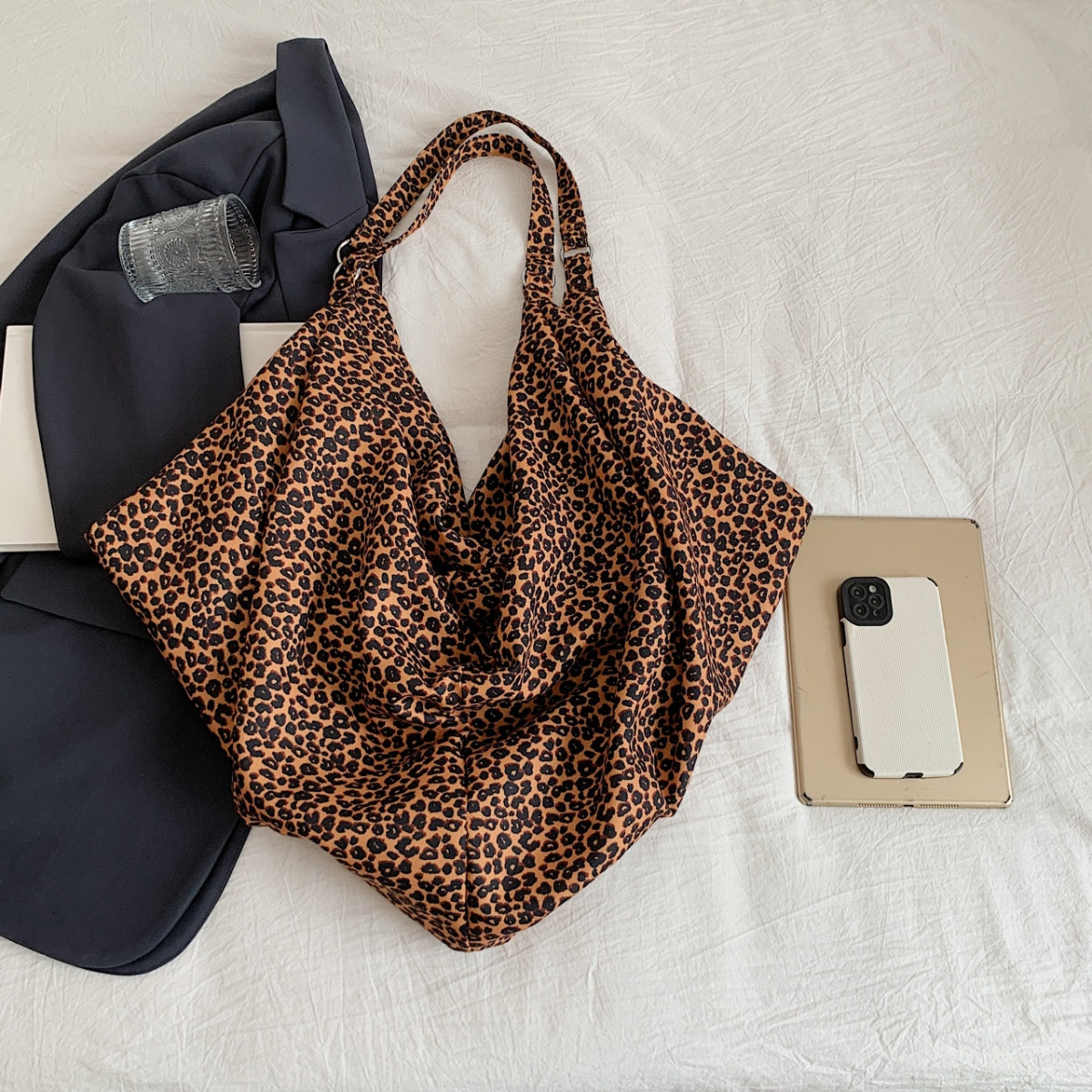 Leopard Polyester Tote Bag-Teresa&#39;s Fashionista LLC