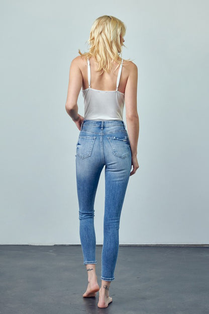 HIGH RISE ANKLE SKINNY JEANS