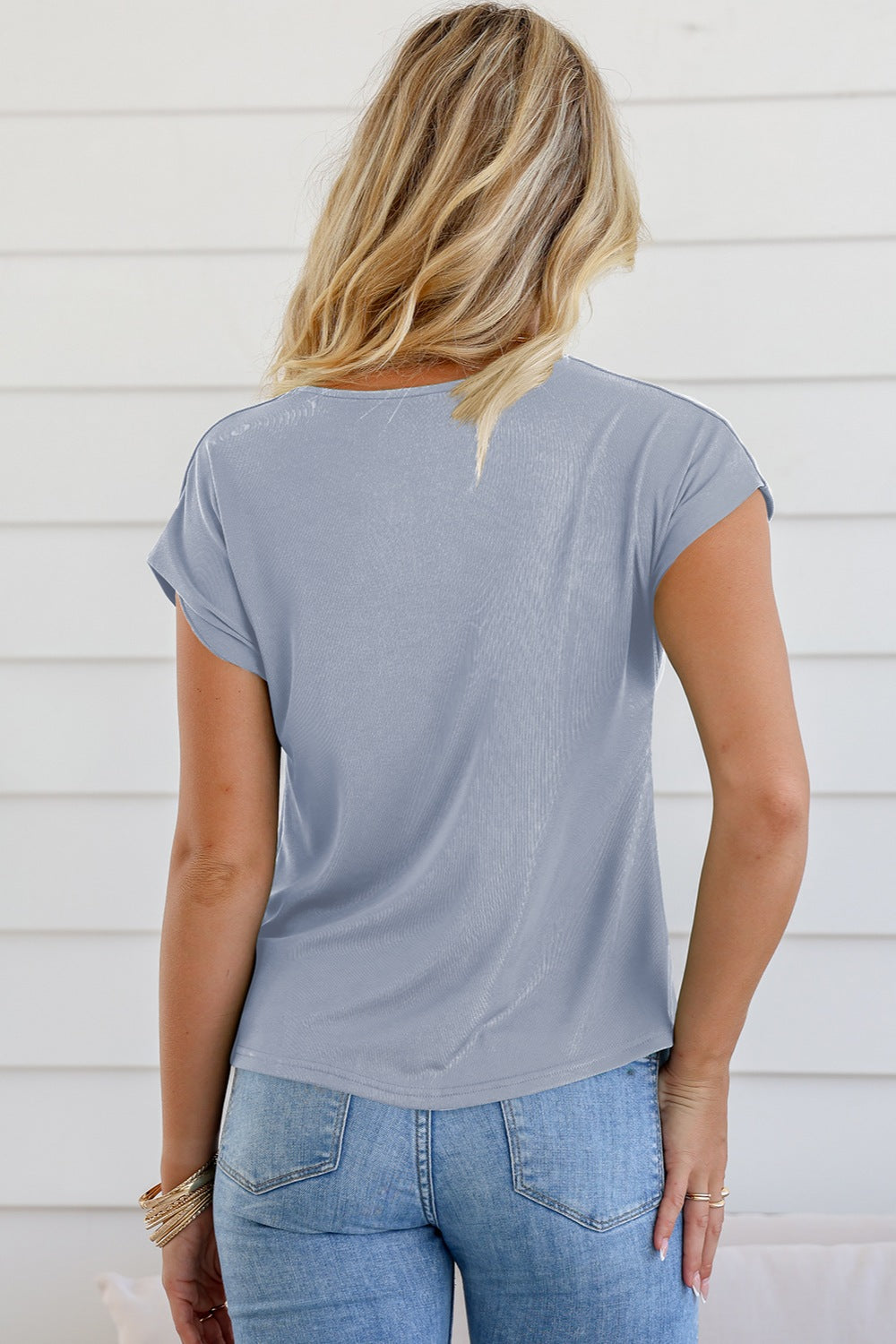 Cowl Neck Short Sleeve T-Shirt-Teresa&#39;s Fashionista LLC