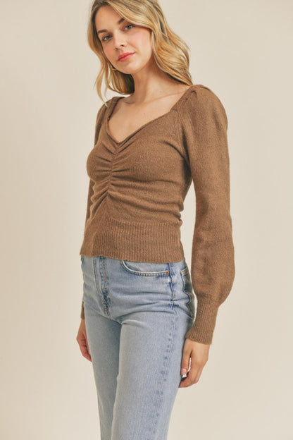 Ruched Lurex Sweater-Teresa&#39;s Fashionista LLC