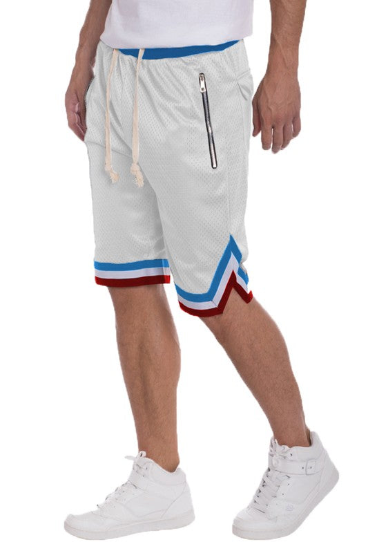 STRIPED BAND SOLID BASKETBALL SHORTS-Teresa&#39;s Fashionista LLC