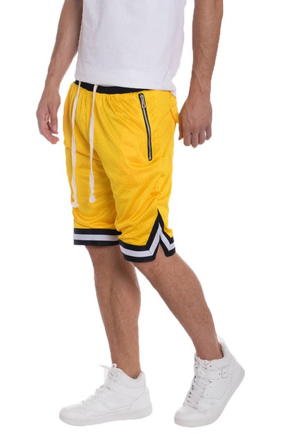 STRIPED BAND SOLID BASKETBALL SHORTS-Teresa&#39;s Fashionista LLC