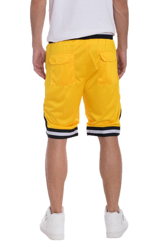 STRIPED BAND SOLID BASKETBALL SHORTS-Teresa&#39;s Fashionista LLC