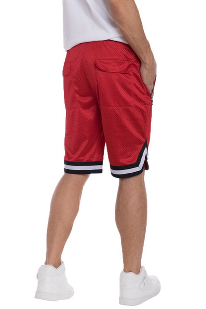 STRIPED BAND SOLID BASKETBALL SHORTS-Teresa&#39;s Fashionista LLC