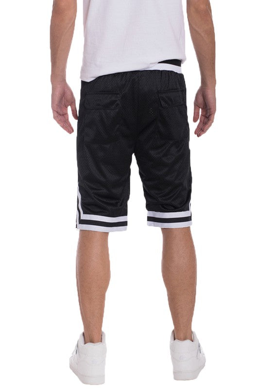 STRIPED BAND SOLID BASKETBALL SHORTS-Teresa&#39;s Fashionista LLC