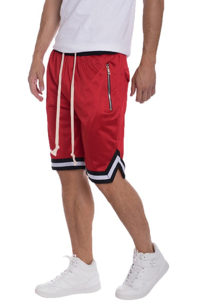 STRIPED BAND SOLID BASKETBALL SHORTS-Teresa&#39;s Fashionista LLC