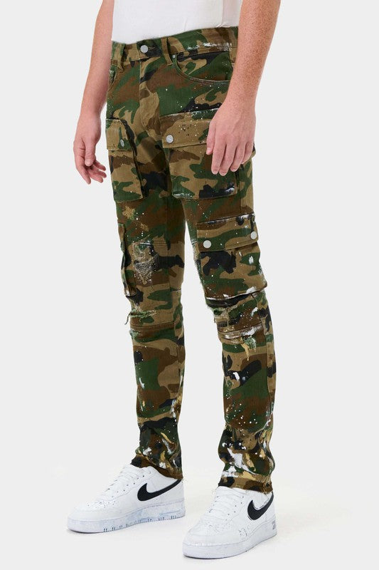 CAMO MULTI CARGO SLIM STRAIGHT PANTS-Teresa&#39;s Fashionista LLC