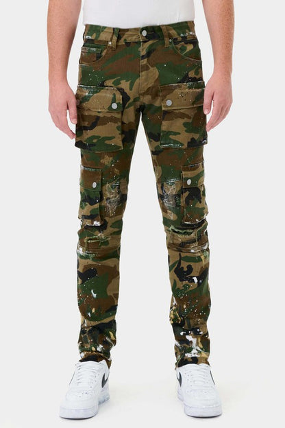 CAMO MULTI CARGO SLIM STRAIGHT PANTS-Teresa&#39;s Fashionista LLC