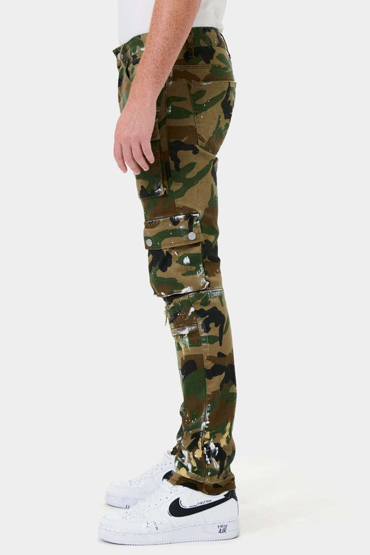 CAMO MULTI CARGO SLIM STRAIGHT PANTS-Teresa&#39;s Fashionista LLC