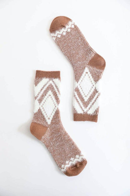 Faux Mohair Diamond Pattern Socks-Teresa&#39;s Fashionista LLC