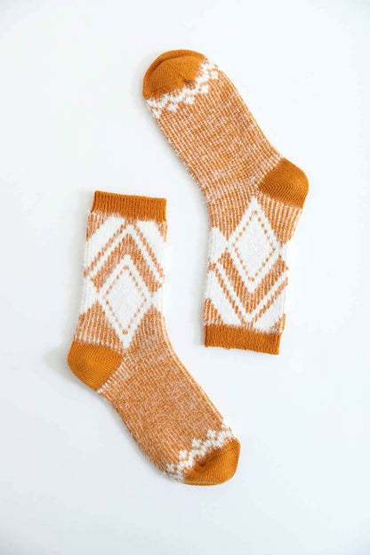 Faux Mohair Diamond Pattern Socks-Teresa&#39;s Fashionista LLC