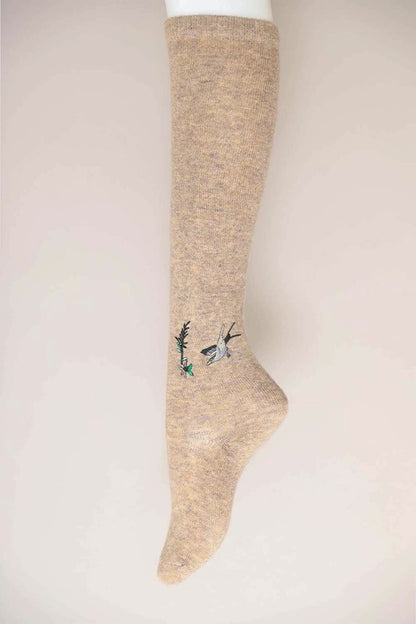 Hummingbird Wool Knee High Socks-Teresa&#39;s Fashionista LLC