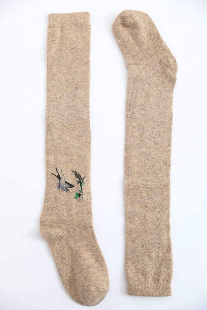 Hummingbird Wool Knee High Socks-Teresa&#39;s Fashionista LLC