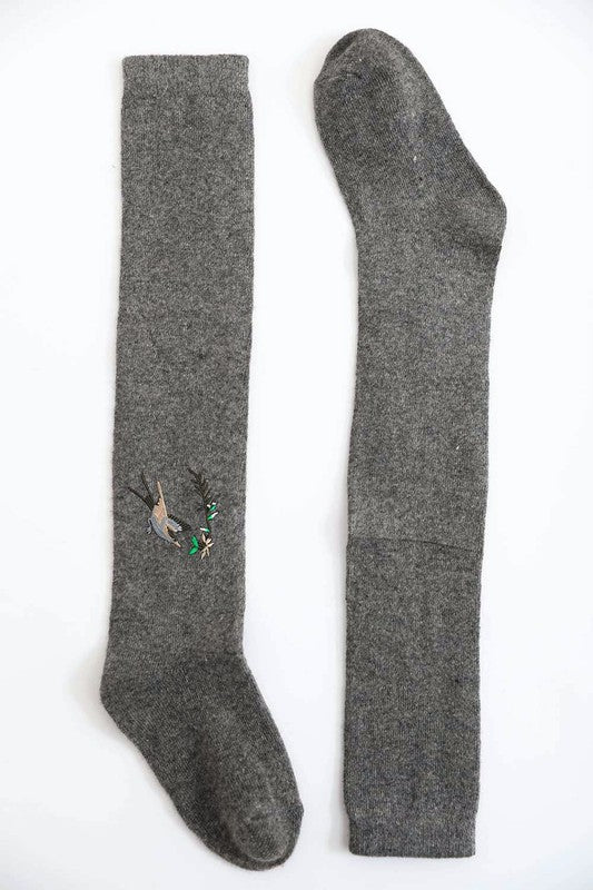 Hummingbird Wool Knee High Socks-Teresa&#39;s Fashionista LLC