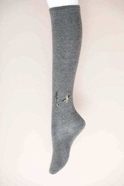 Hummingbird Wool Knee High Socks-Teresa&#39;s Fashionista LLC