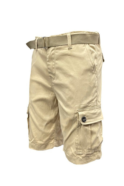 Weiv Mens Belted Cargo Shorts with Belt-Teresa&#39;s Fashionista LLC