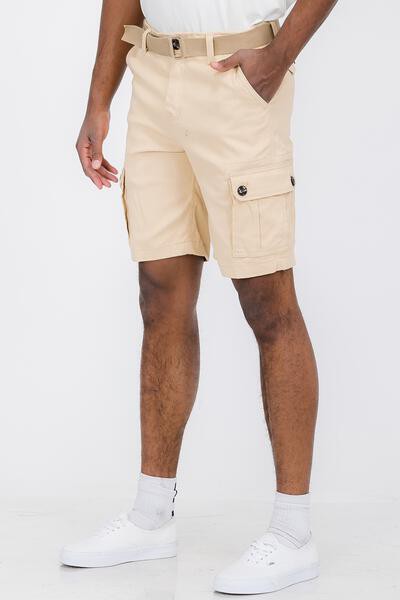 Weiv Mens Belted Cargo Shorts with Belt-Teresa&#39;s Fashionista LLC