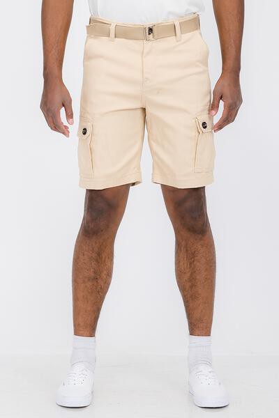 Weiv Mens Belted Cargo Shorts with Belt-Teresa&#39;s Fashionista LLC