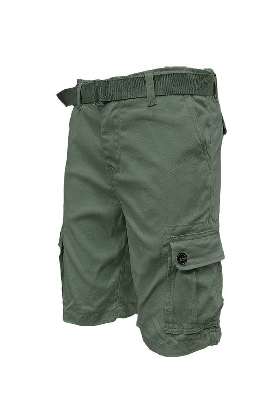 Weiv Mens Belted Cargo Shorts with Belt-Teresa&#39;s Fashionista LLC