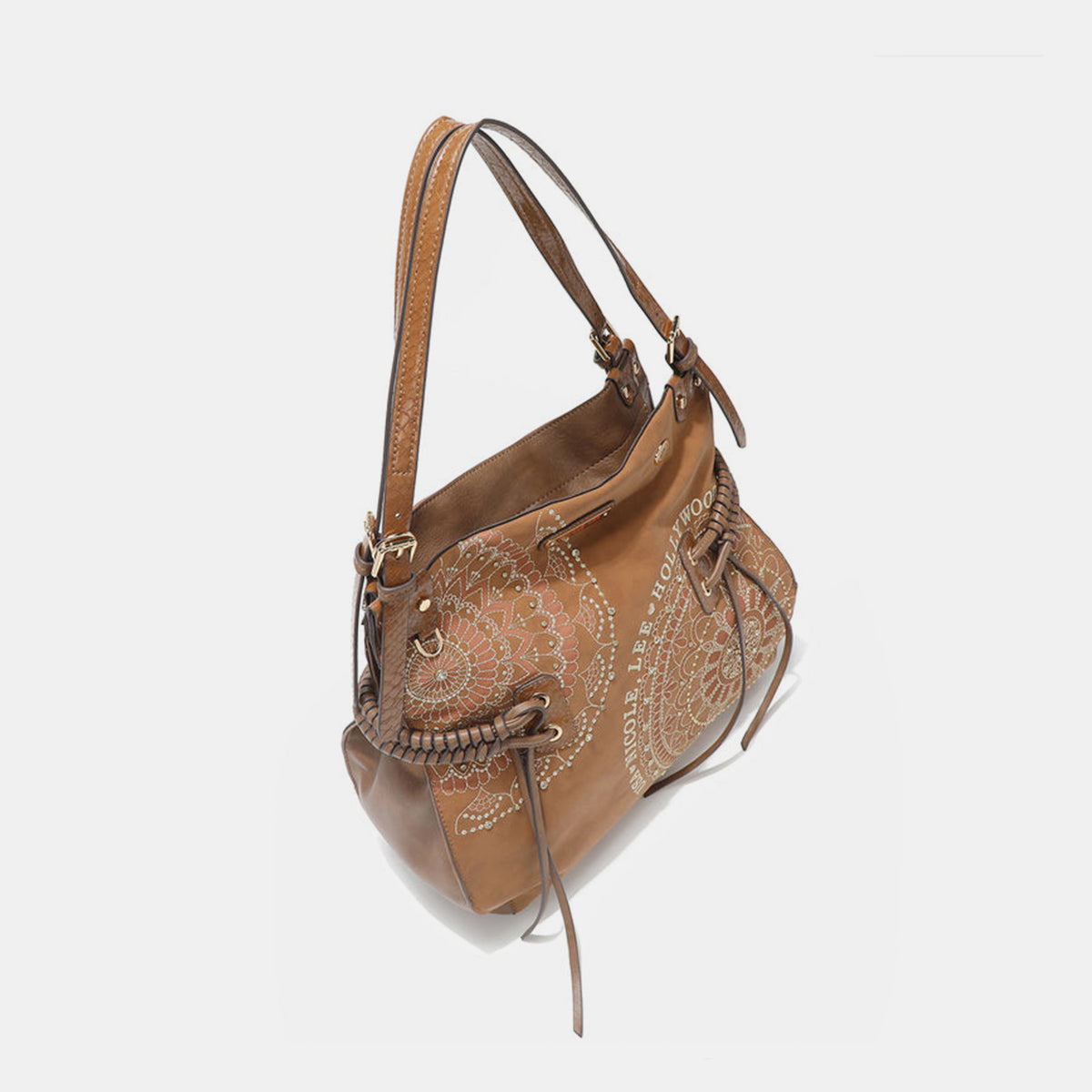 Nicole Lee USA Side Braided Tassel Inlaid Rhinestone Embroidery Hobo Bag-Teresa&#39;s Fashionista LLC