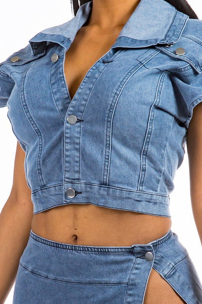 SEXY DENIM TWO PIECE SET-Teresa&#39;s Fashionista LLC