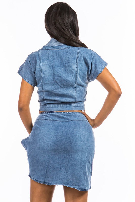 SEXY DENIM TWO PIECE SET-Teresa&#39;s Fashionista LLC