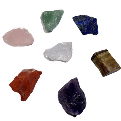 Wholesale Amazon Cross-border Seven Chakra Natural Crystal Rough Stone Ornament Seven Color Healing Stone Yoga Meditation Energy Stone-Teresa&#39;s Fashionista LLC